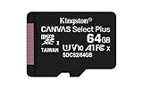 Kingston Canvas Select Plus microSD Speicherkarte, SDCS2/64GB Class 10 (inkl. SD Adapter)