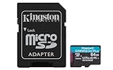 Kingston Canvas Go! Plus microSD Speicherkarte Klasse 10, UHS-I 64 GB microSDXC 170R A2 U3 V30 Speicherkarte + Adapter