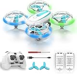 Wipkviey T18 Mini Drohne für Kinder, RC-Quadcopter mit blauen und grünen Lichtern und 360°-Drehung, RC-Drohnen mit Höhenhaltung und Headless-Modus für Jungen Mädchen Anfänger, 2 Akkus