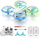 Wipkviey T18 Mini Drohne für Kinder, RC-Quadcopter mit blauen und grünen Lichtern und 360°-Drehung, RC-Drohnen mit Höhenhaltung und Headless-Modus für Jungen Mädchen Anfänger, 2 Akkus