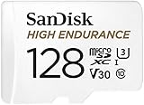 SanDisk High Endurance microSDXC Speicherkarte 128 GB + Adapter (Für Dash-Cams und private Überwachungskameras, 100 MB/s Lesen, V30 für Full-HD und 4K-Videos)