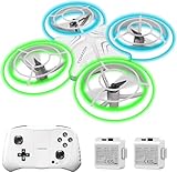 TOMZON Mini Drohne für Kinder, Blauen und Grünen LED Lichter, RC Quadcopter mit 2 Akkus, Kopflos Modus, Werfen Go/3D-Flip/Rotation/Kreisflug für Anfänger Kids