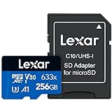 Lexar High-Performance 633x Micro SD Karte 256GB, microSDXC UHS-I Karte, Bis Zu 100MB/s Lesegeschwindigkeit, Speicherkarte Micro SD, Kompatibel mit Switch, Handys und Tablets (LSDMI256BBEU633A)