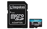 Kingston Canvas Go! Plus microSD Speicherkarte Klasse 10, UHS-I 64 GB microSDXC 170R A2 U3 V30 Speicherkarte + Adapter