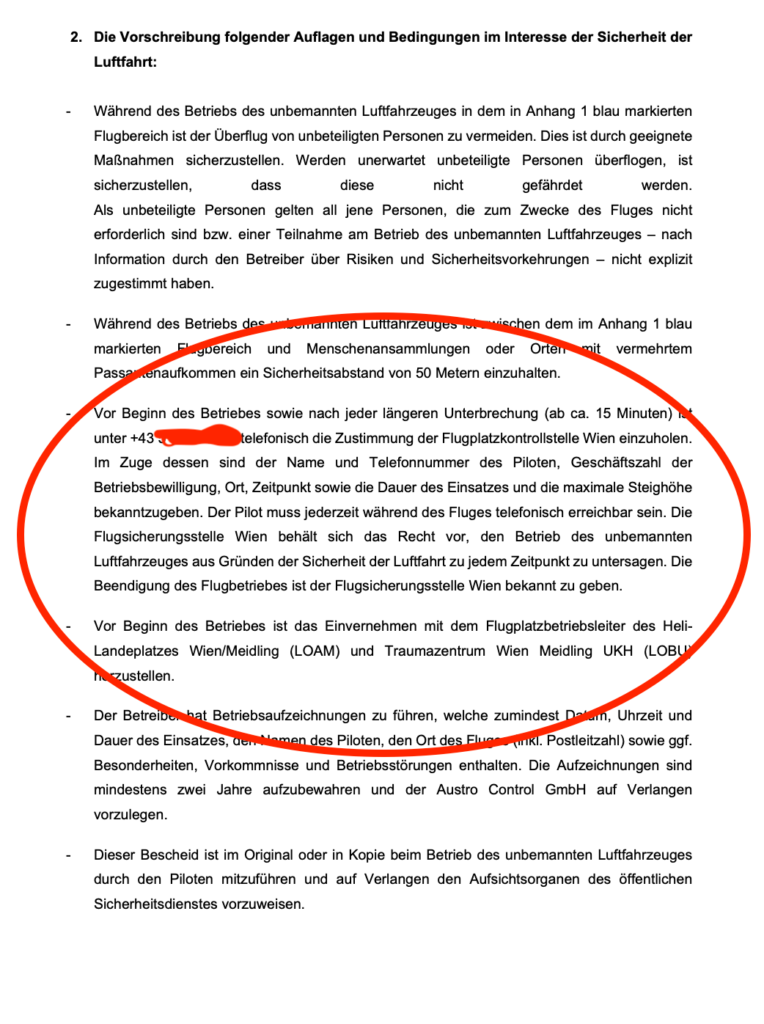 austro control bescheid drohne fliegen wien zuständige stellen